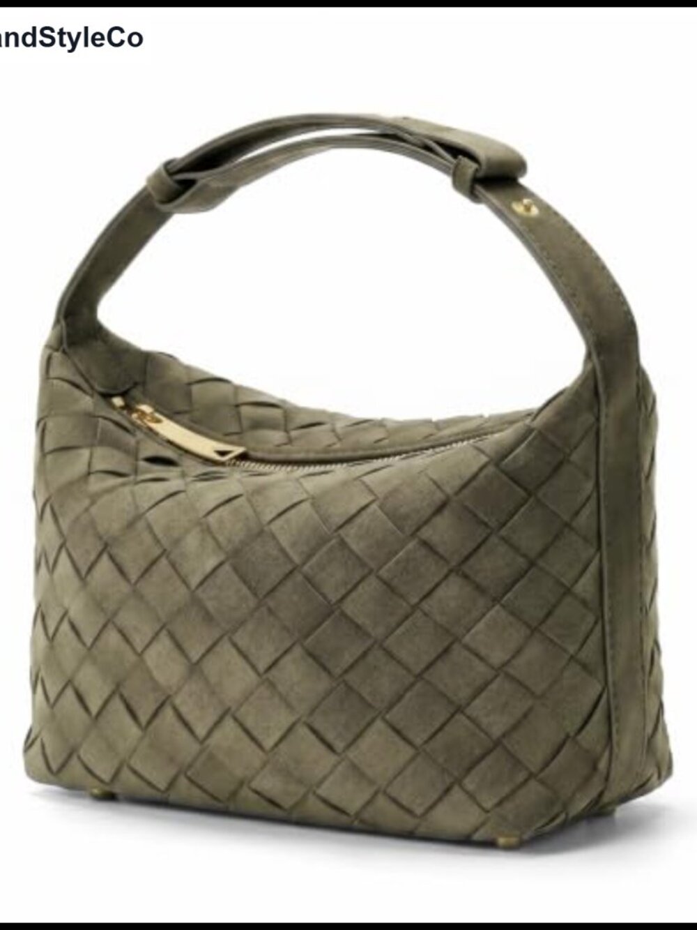 Hand-Woven Faux Suede Hobo Shoulder Bag Vegan Leather Women's Purse